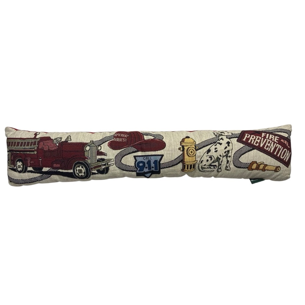 Vintage Tapestry Pillow Goodwin Weavers 911 EMS Fire Lumbar Woven - Picture 2 of 11